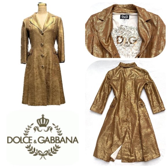 Dolce & Gabbana Jackets & Blazers - Auc Dolce Gabbana Gold Brocade Floral Coat IT 38